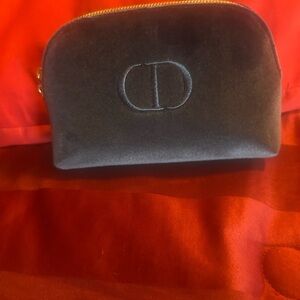 Christian Dior navy Velvet cosmetics bag